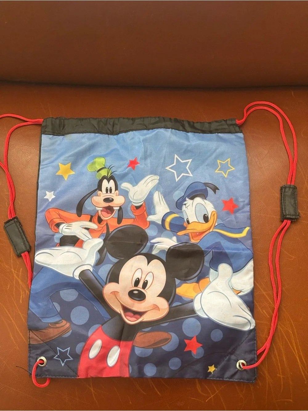 Disney Mickey & Friends Drawstring Backpack - Blue with Red